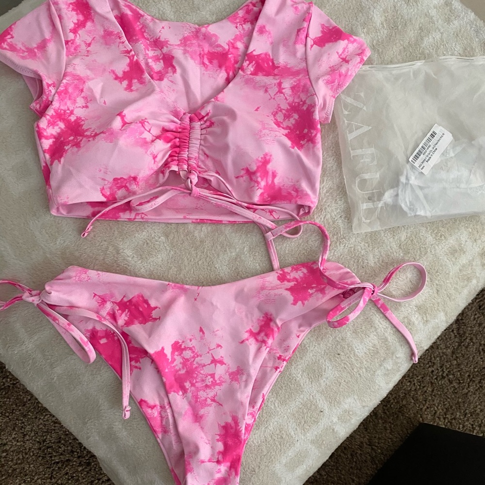 Pink two-piece bikini